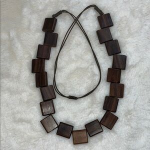 Wooden Square Bead Necklace